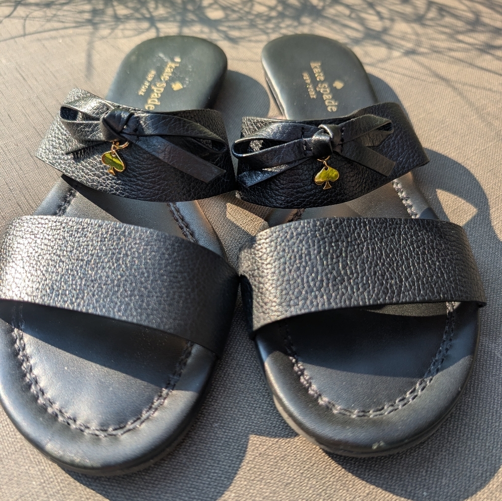 Like New Kate Spade New York Tulia black leather sandals, Sz 8M